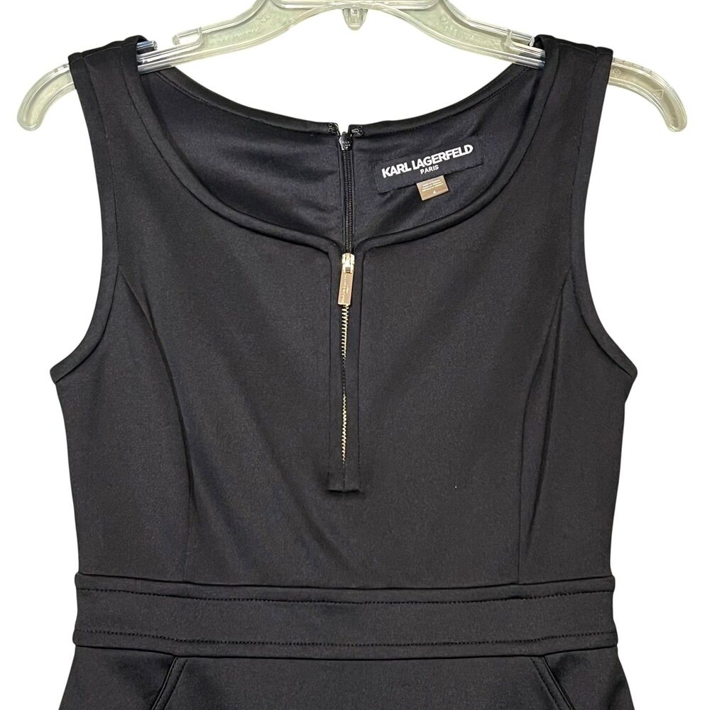 Karl Lagerfeld Paris Dress Womens 4 Sleeveless Sheath Zipper Pockets Career Work - Picture 10 of 12
